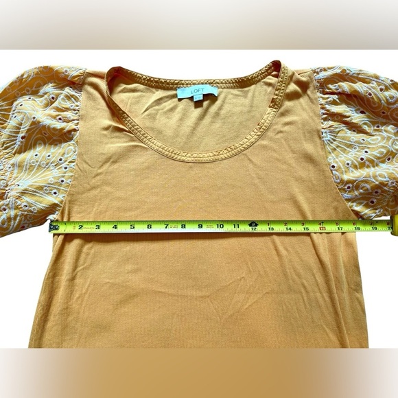 LOFT Women’s Size XL Orange Bell Puff Sleeve Blouse - Picture 3 of 8